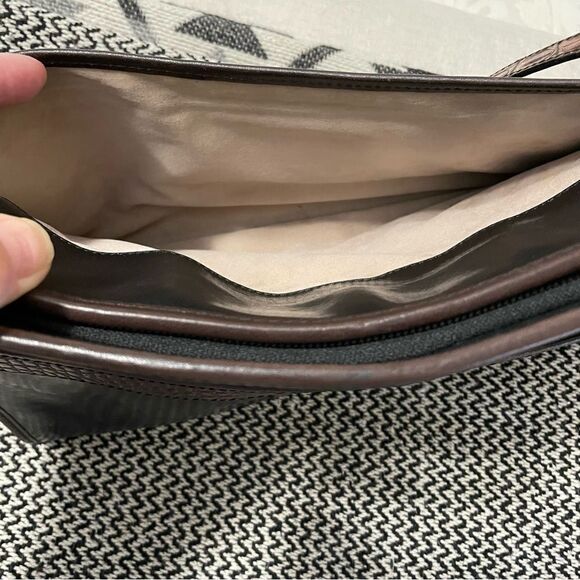 Brahmin Vintage Black Leather/Brown Croc Trim Shoulder/Crossbody Bag - Picture 11 of 11